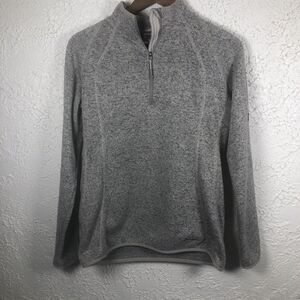 Eddie Bauer Radiator Fleece Womens Medium Gray half zip Mock Neck Henley Cozy